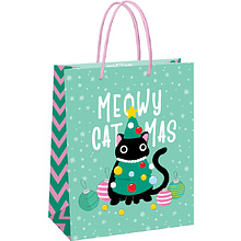 Пакет подарочный "Meowy Christmas", 26x32x12 см, ламинированный