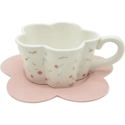 Чашка с блюдцем "Cozy dishes", керамическая, 430 мл., белый, розовый