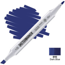 Маркер перманентный двусторонний "Sketchmarker", B90 синий темный