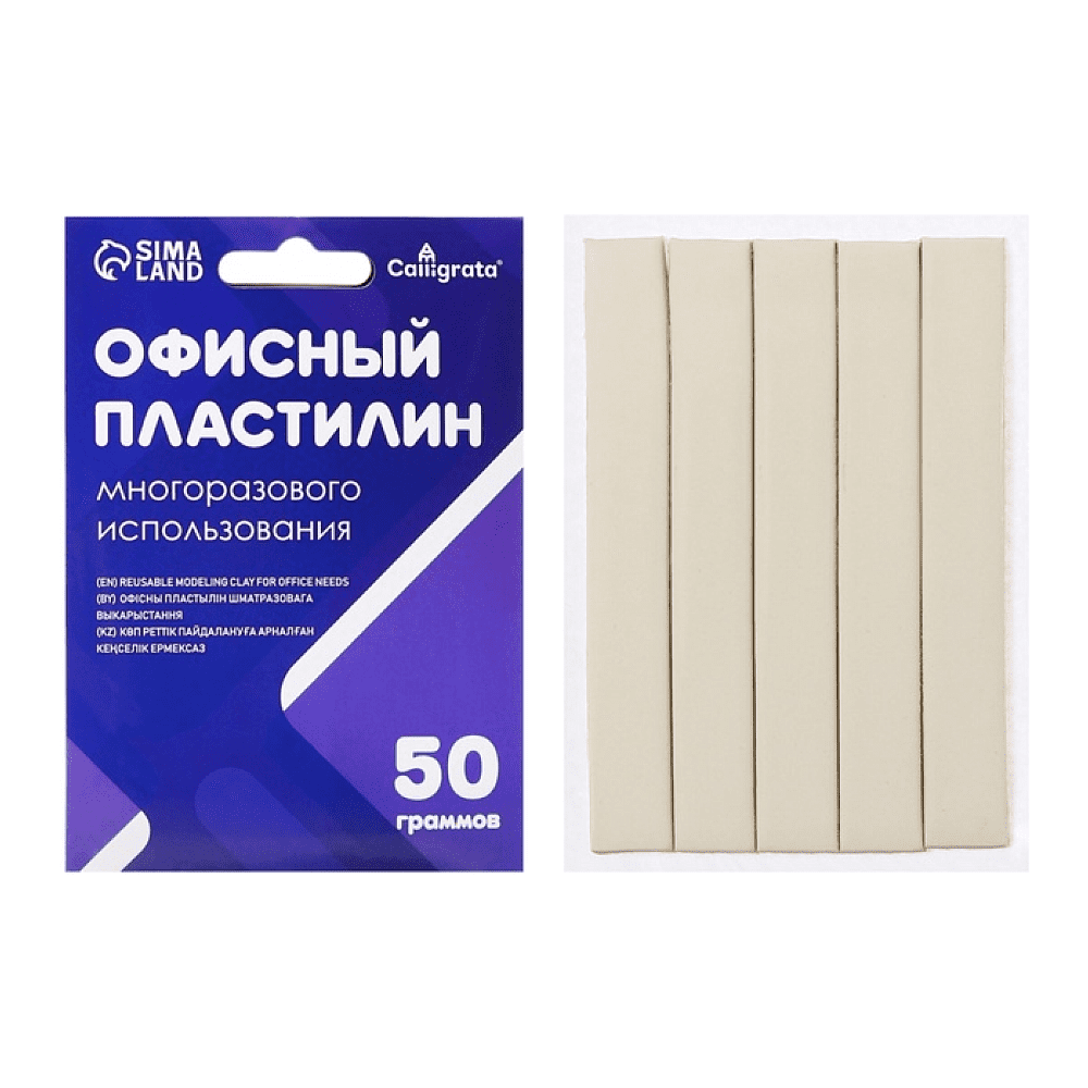 Пластилин офисный "Calligrata", 50 г, многоразовый, белый