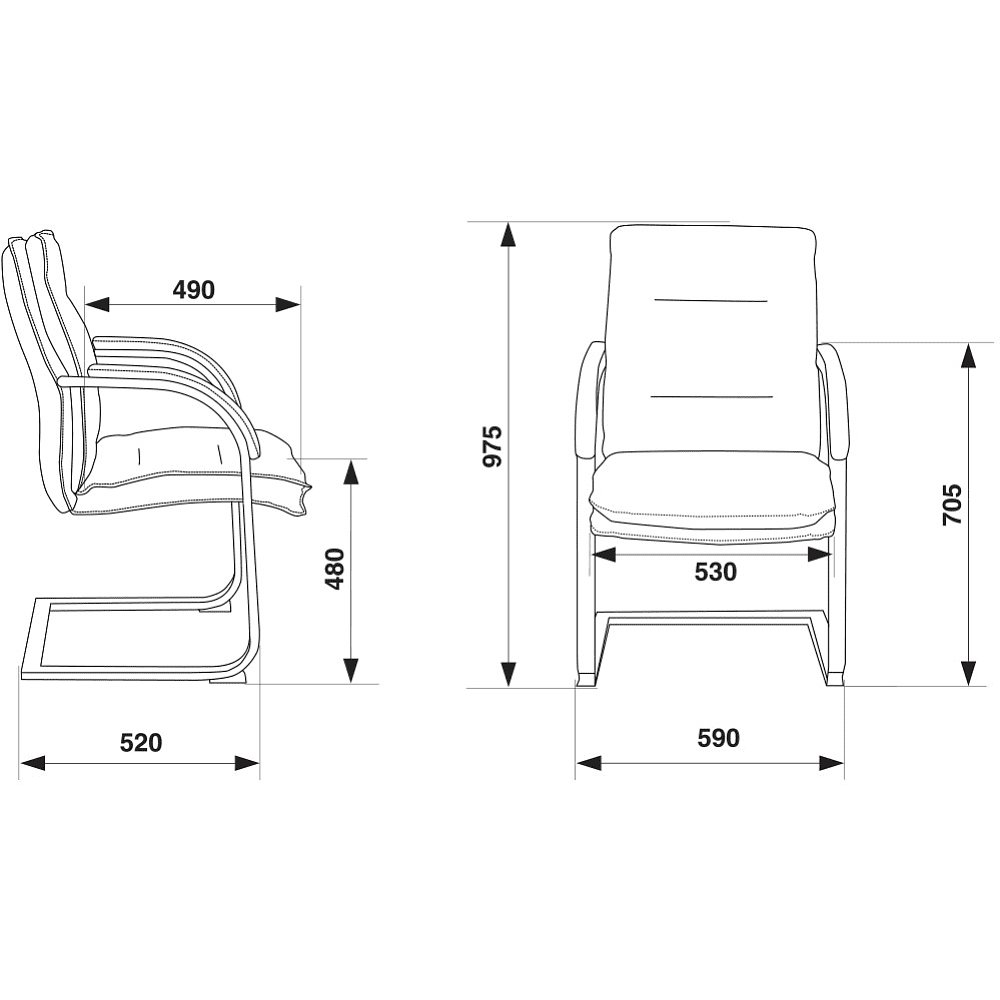Кресло на полозьях "Бюрократ T-9927SL-LOW-V", натуральная кожа, черный, металл хром - 5