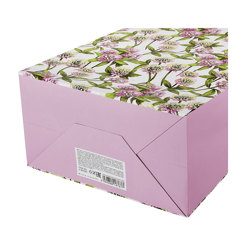 Пакет бумажный подарочный "Flora. Клевер", 18х23х10 см, розовый - 3