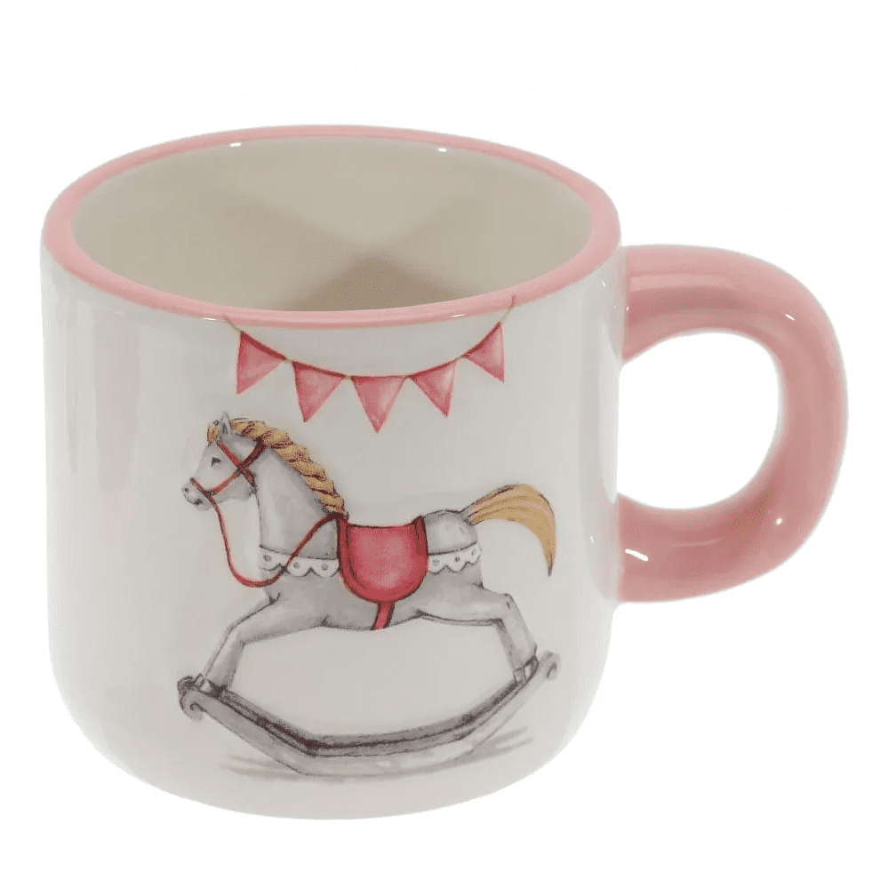 Кружка керамическая "Лошадка", 350 мл, белый, розовый