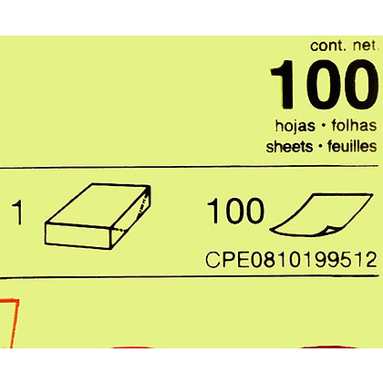 Бумага для записей на клейкой основе "Kores", 75x75 мм, 100 листов, желтый неон - 4
