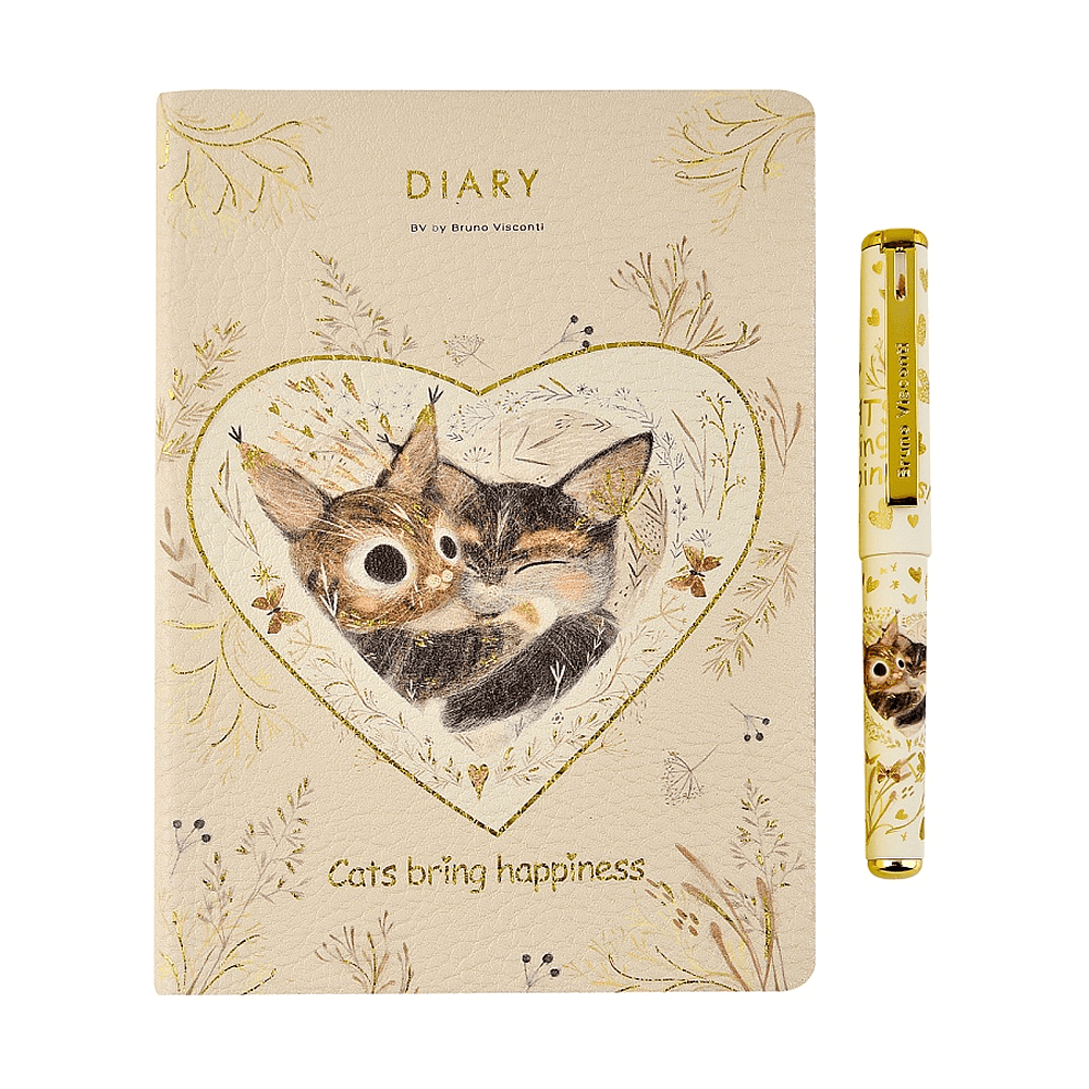 Набор ежедневник недатированный "Love me.Котики  приносят счастье", А6, кожзам. + ручка 