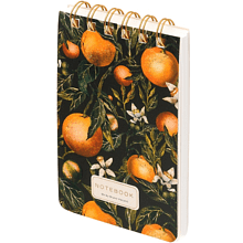 Блокнот "Flora. Paradise. Oranges", В6, 100 листов, линейка, спираль сверху, зеленый, оранжевый