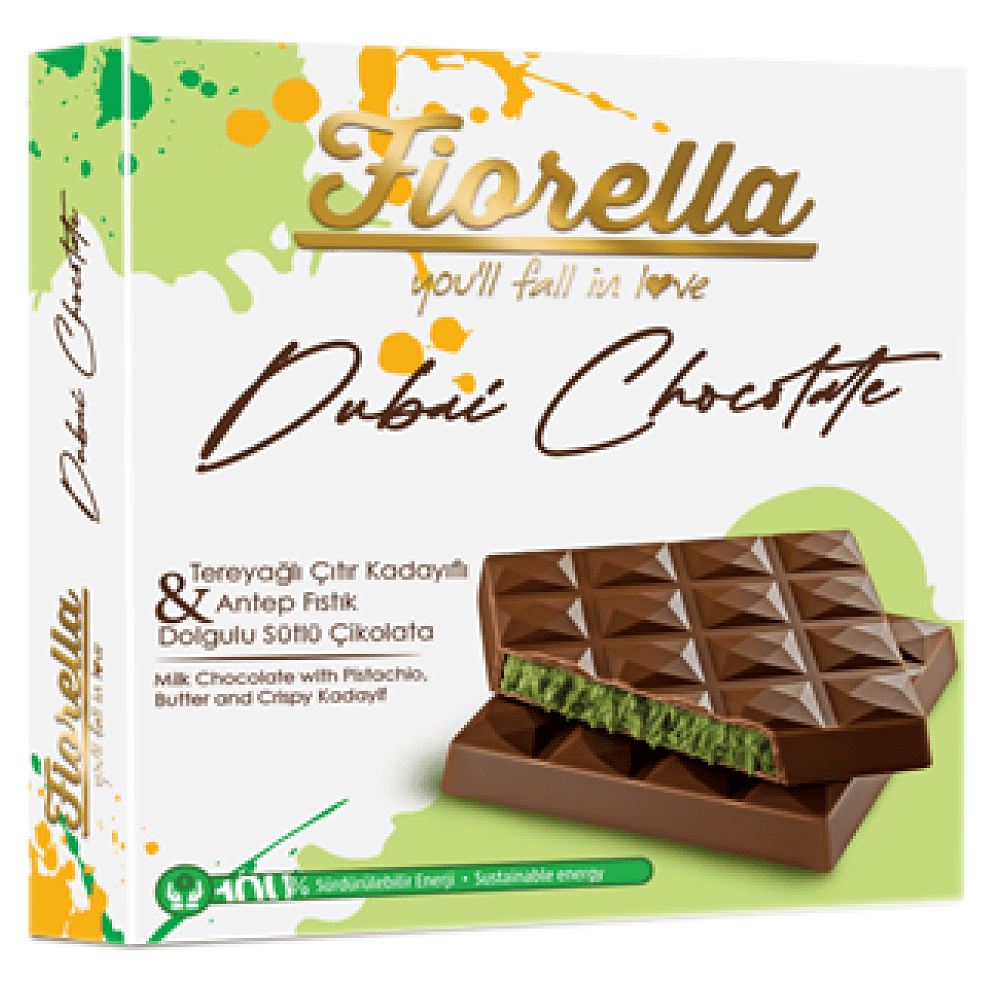 Шоколад молочный "Fiorella. Dubai Chocolate", 60 г, с начинкой из фисташки и кадаифа