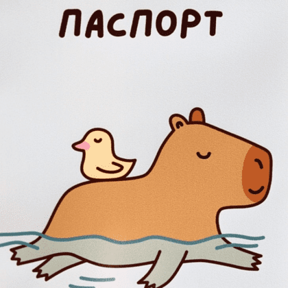 Обложка д/паспорта "Capybara and duck" ПВХ., разноцветный - 4