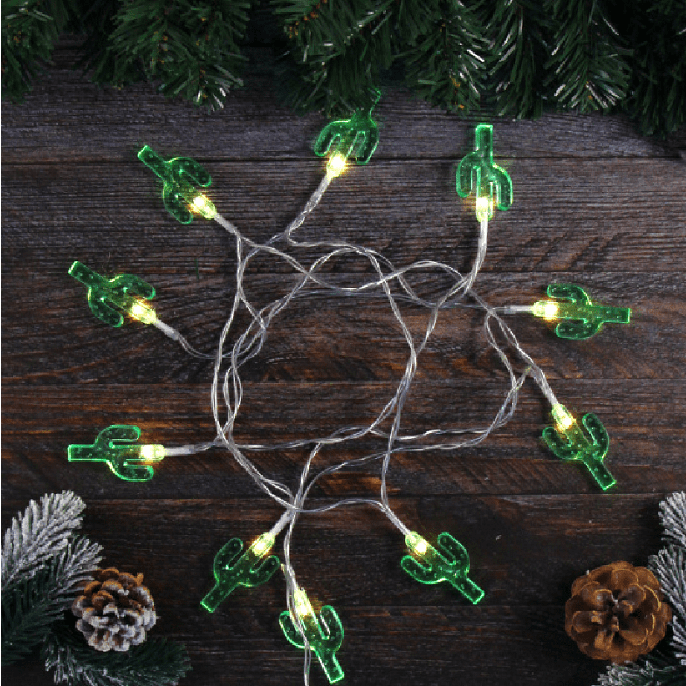 Гирлянда электрическая LED "Нить" с насадками "Кактус", 2 м, тепло-белый - 5