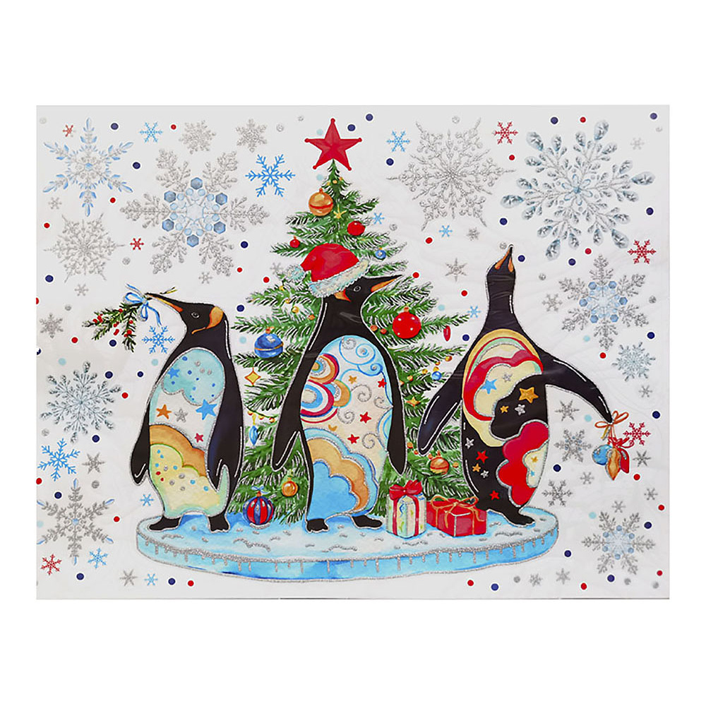 Наклейка декоративная на стекло "Веселые пингвины" - 2