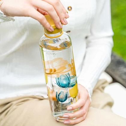 Бутылка для воды "Sand Flower", стекло, 750 мл, прозрачный, желтый - 5