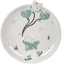 Тарелка керамическая "Белый медведь", 22 см, белый, голубой