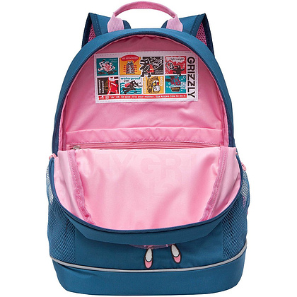 Рюкзак школьный "Greezly", с карманом для ноутбука, синий, розовый - 3