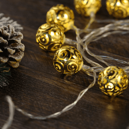 Гирлянда электрическая LED "Нить" с насадками "Ажурный шар", 2 м, тепло-белый - 3