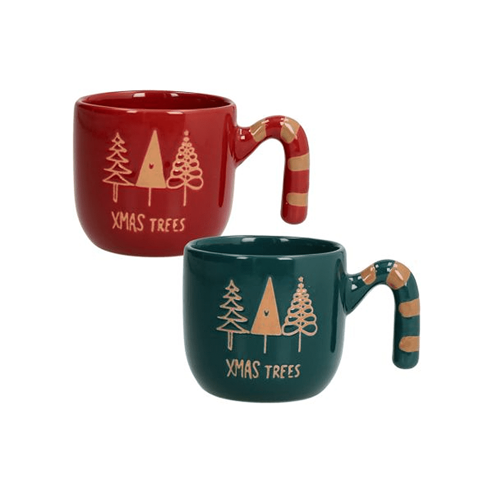 Кружка керамическая "Xmas trees", 130 мл, 2 шт, ассорти