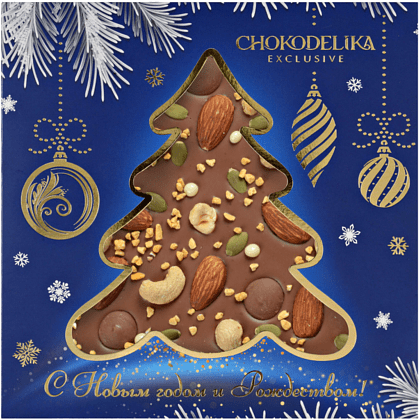 Шоколад молочный "Ореховый фейерверк", 150 г, новогодняя упаковка