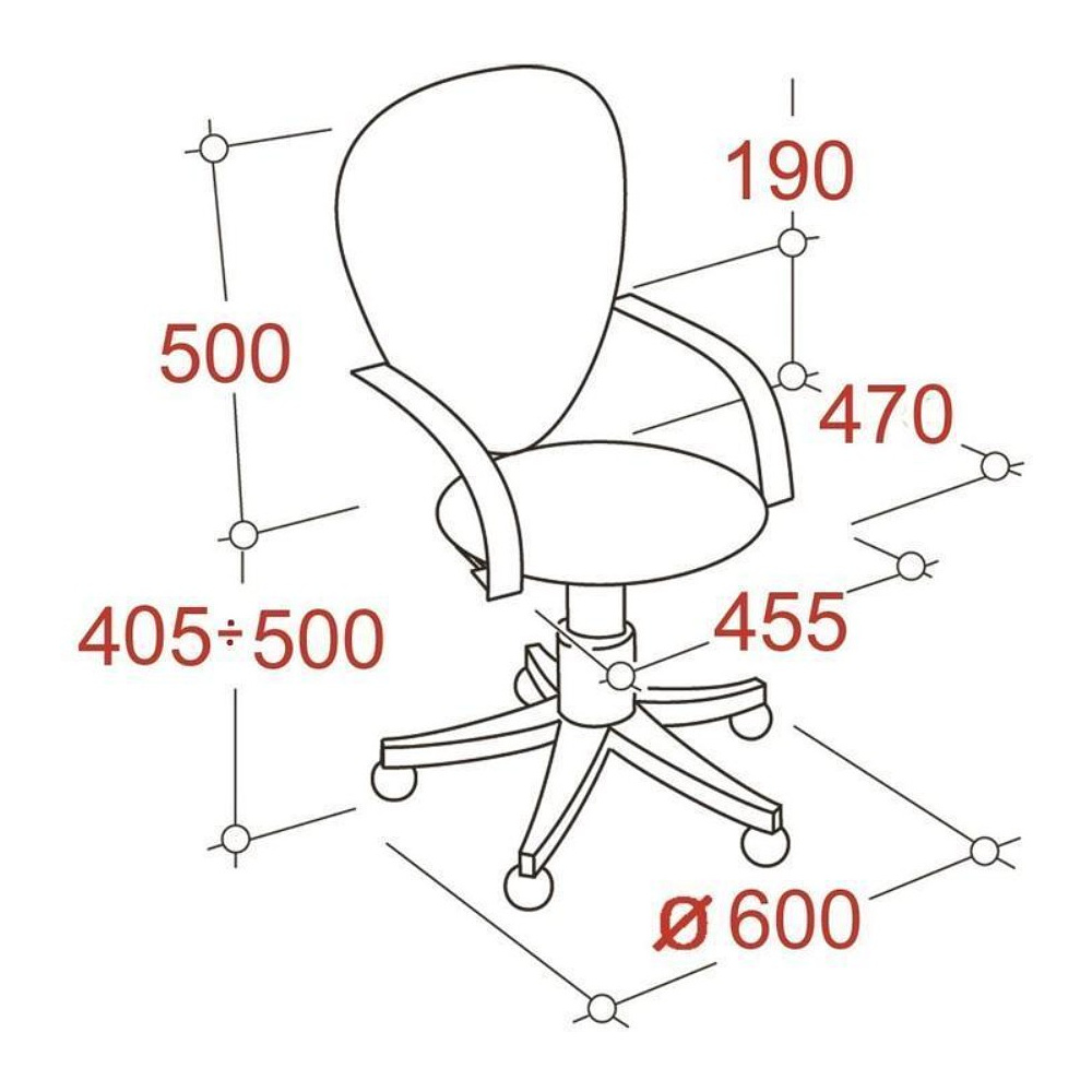 Кресло для персонала "Easy Chair 304 LT", ткань, сетка, пластик, черный  - 4