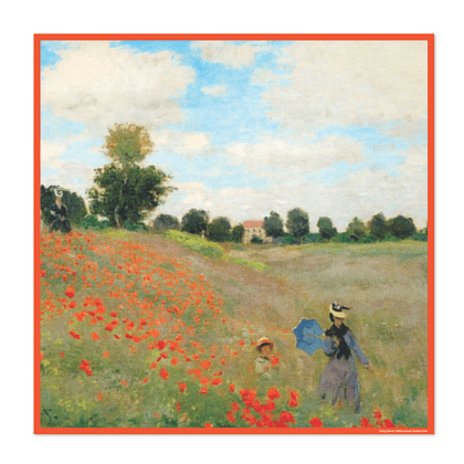 Платок "Маки", Клод Моне, 90х90 см, искусственный шелк, разноцветный - 2