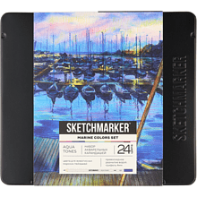 Набор карандашей акварельных "Sketchmarker Морской", 24 цвета, в металлической коробке