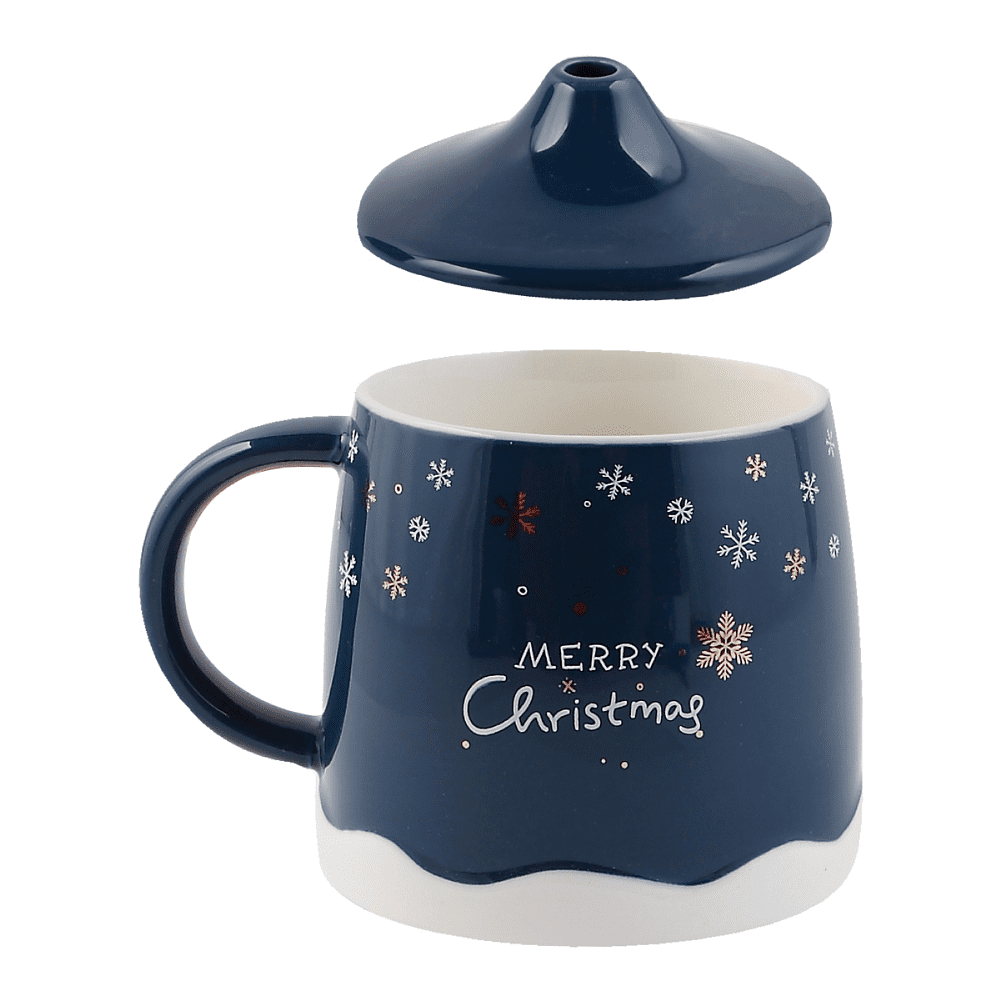 Кружка керамическая "Волшебный вечер", 400 мл, с крышкой и ложкой, ассорти - 4