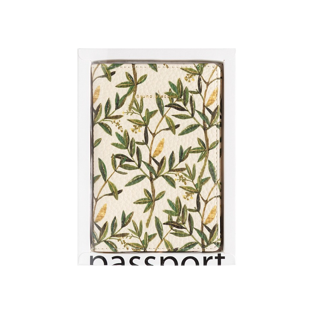 Обложка для паспорта "Flora. Олива", кожзам., белый, зеленый - 2