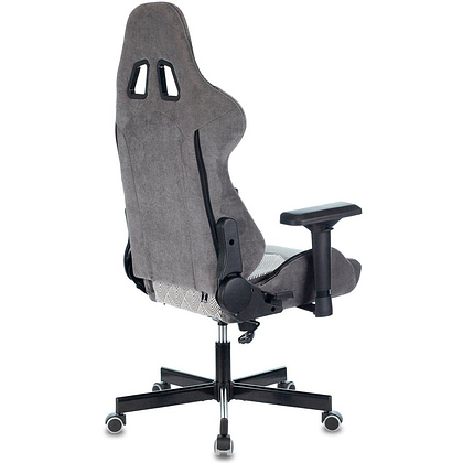 Кресло игровое "Zombie VIKING 7 KNIGHT Fabric", ткань, экокожа, металл, серый - 9
