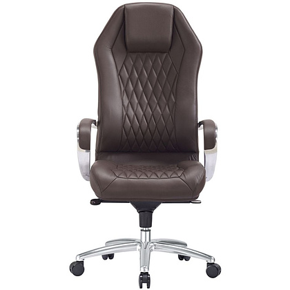 Кресло для руководителя "Бюрократ AURA", кожа, металл, коричневый - 2
