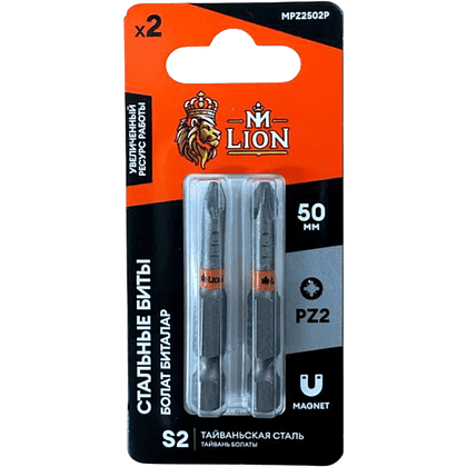 Бита стальная M-Lion MSBPZ350-2, PZ 3х50 мм, 2 шт/упак
