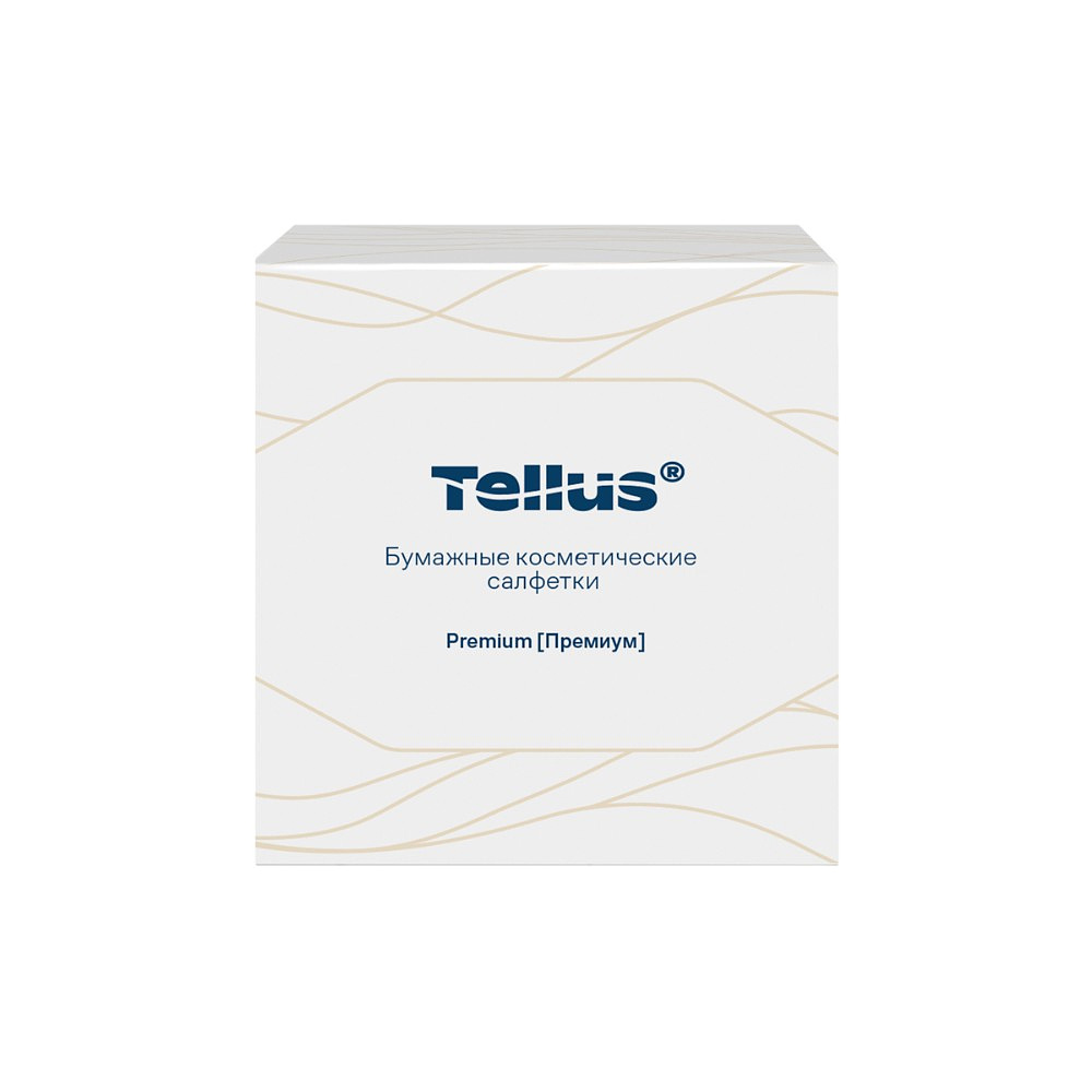 Салфетки Tellus Премиум для лица, 90 шт/упак, в кубе, белые - 2