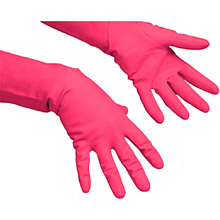 Перчатки хозяйственные "Vileda", многоцелевые, суперпрочные с хлопковым покрытием, р-р XL, красный