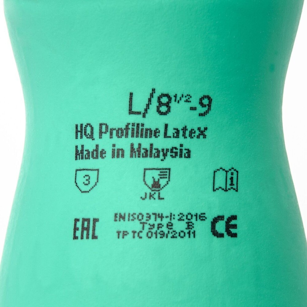 Перчатки латексные с х/б покрытием HQ Profiline р-р M зеленый - 7