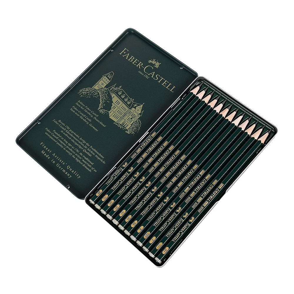Набор карандашей чернографитных "Castell 9000", 8B-2H, 12 шт., в металлической коробке - 2