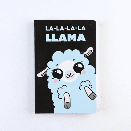 Ежедневник недатированный "LL-La-La-Llama", А5, 192 страницы, черный, голубой
