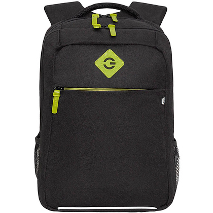 Рюкзак школьный "Greezly" с карманом для ноутбука, черный, салатовый