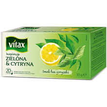 Чай "Vitax", 20x 1.5 г, зеленый, со вкусом лимона