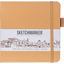 Скетчбук "Sketchmarker", 12x12 см, 140 г/м2, 80 листов, капучино