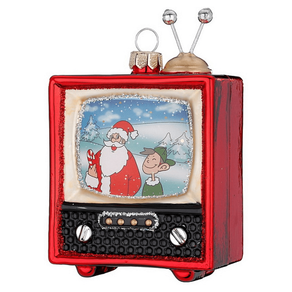 Украшение елочное "Телевизор", 10,5 см, стекло, красный