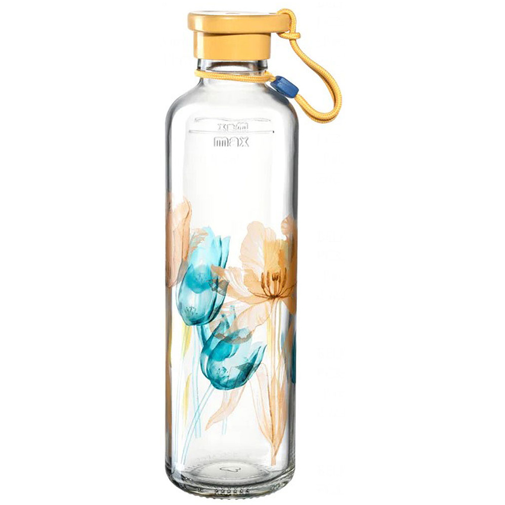 Бутылка для воды "Sand Flower", стекло, 750 мл, прозрачный, желтый
