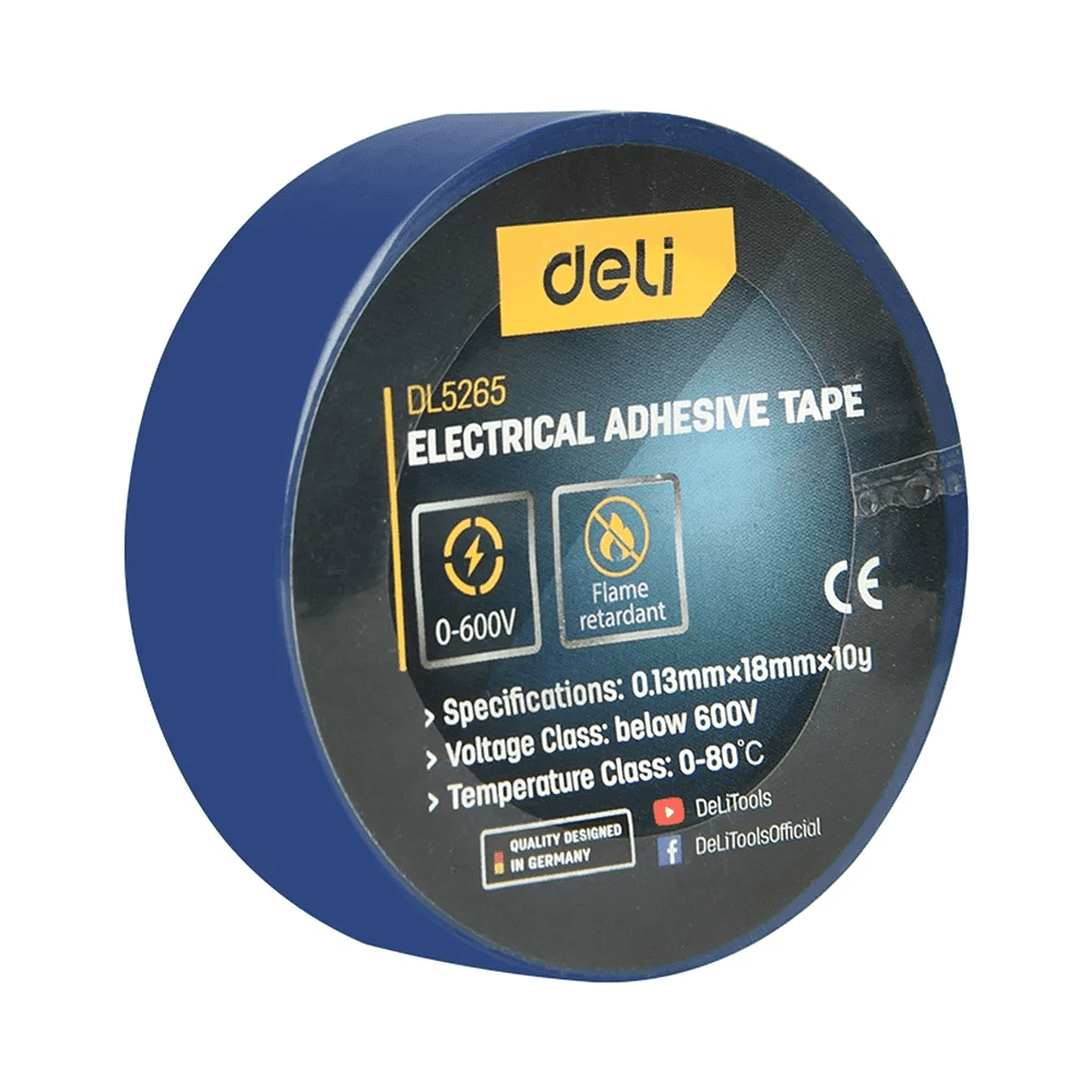 Изолента ПВХ Deli YS EDL5265, 18 мм x 10 м, 130 мкм, синяя - 6 Изолента ПВХ Deli YS EDL5265, 18 мм x 10 м, 130 мкм, синяя - 6
