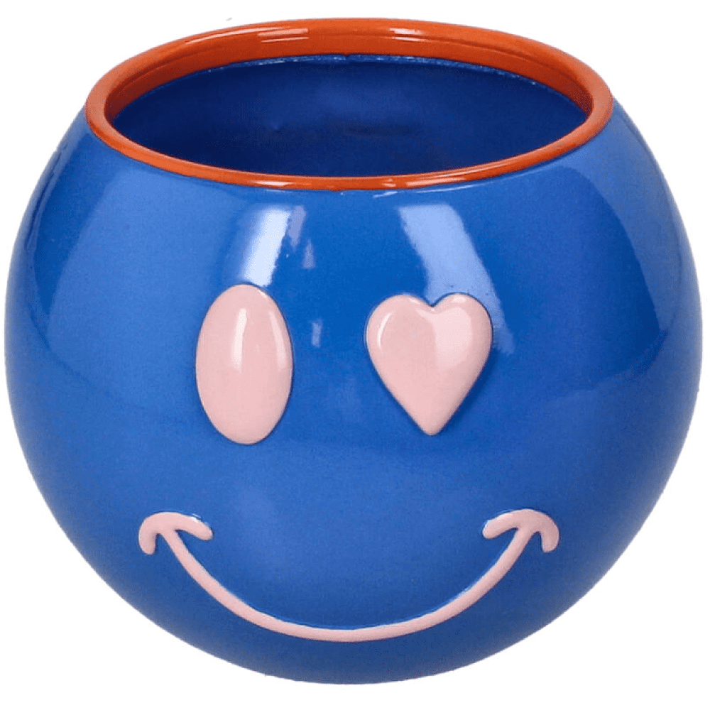Кашпо "Smiley", полистоун, синий