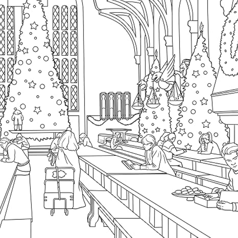 Раскраска "Colouring Book. Harry Potter: Winter at Hogwarts: A Magical Coloring Set", (английский язык) - 2