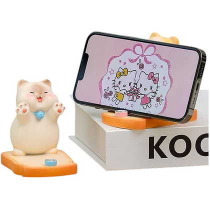 Подставка для телефона декоративная "Sleepy cat", пластик, белый - 5