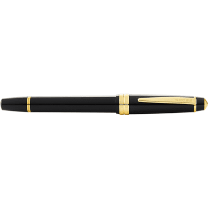 Ручка перьевая F "Bailey Light Polished Black Resin and Gold Tone", черный, золотой - 3