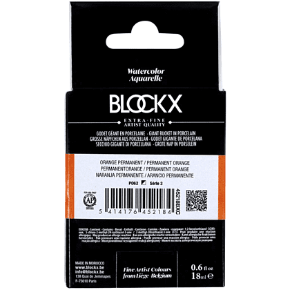 Краски акварельные "Blockx. Giant pan", 218 перманентный оранжевый, 18 мл., кювета - 5