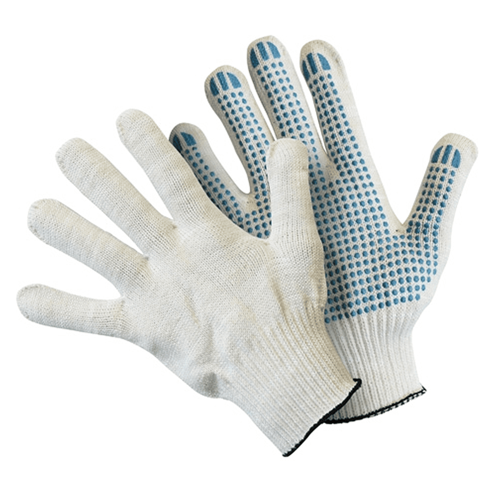 Перчатки трикотажные х/б, с ПВХ покрытием Точка из 6-и нитей, 10 кл. вязки, белый