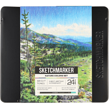 Набор карандашей цветных "Sketchmarker Природа", 24 цвета, в металлической коробке