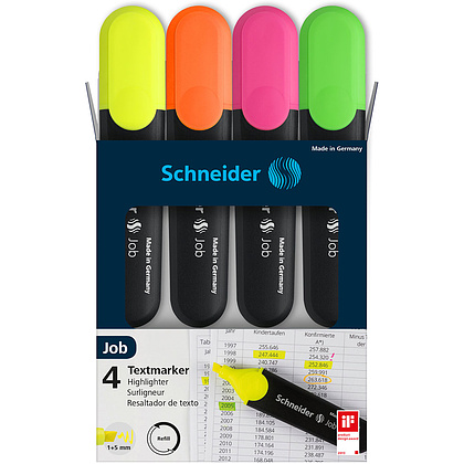Набор маркеров текстовых "Schneider Job", 4 шт, ассорти - 2