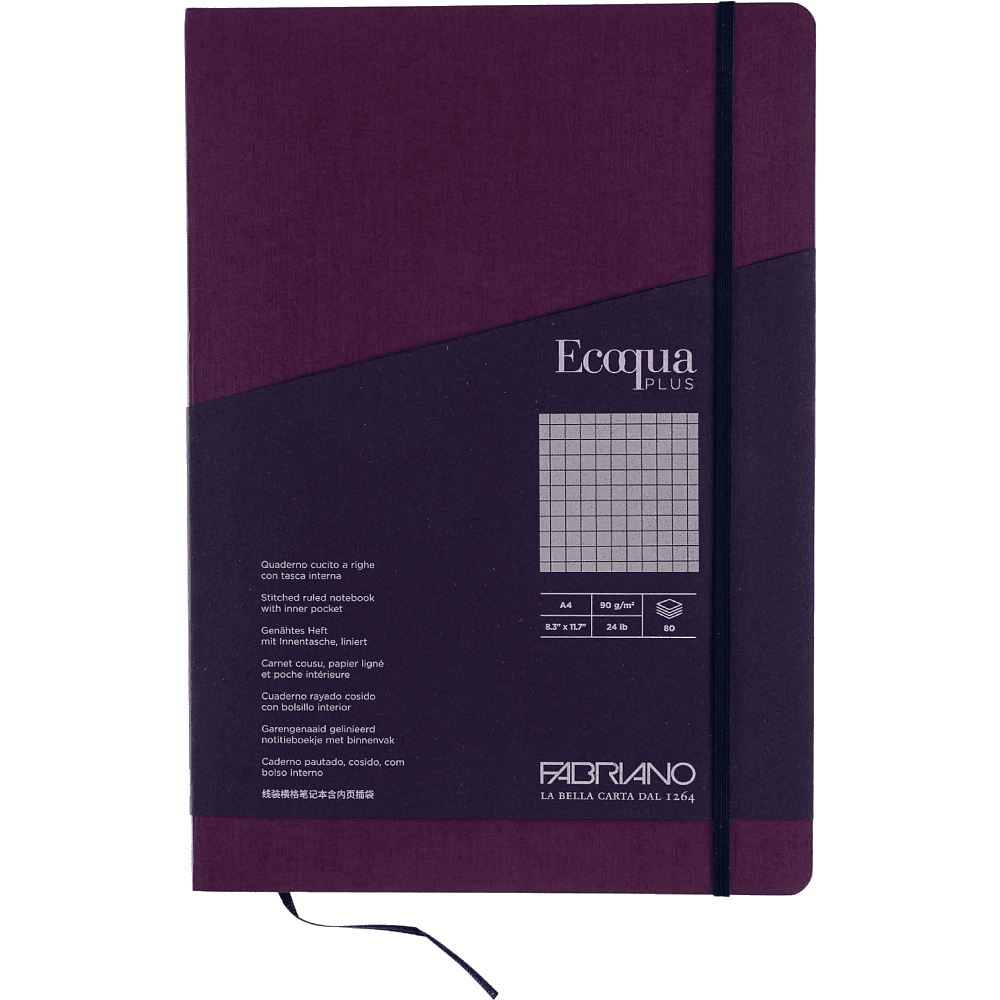 Блокнот "Fabriano. Ecoqua Plus", А4, 80 листов, клетка, винный