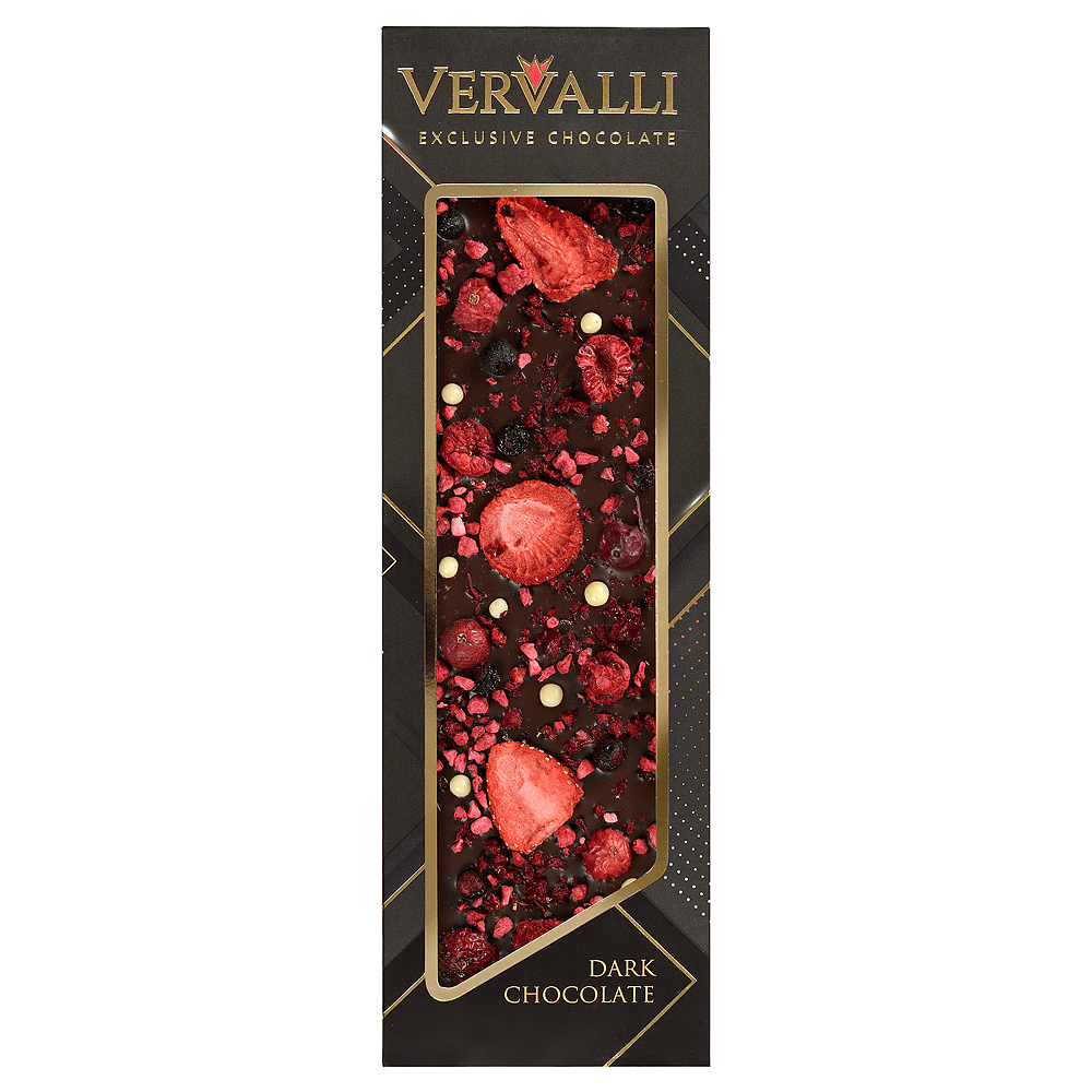 Шоколад темный "Vervalli. Малина, клубника, клюква", 110 гр.