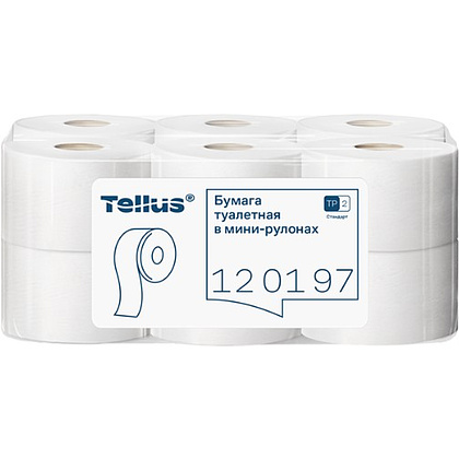 Бумага туалетная Tellus Стандарт, Т2, в мини рулоне, 200 м, 1 слой - 3 Бумага туалетная Tellus Стандарт, Т2, в мини рулоне, 200 м, 1 слой - 3